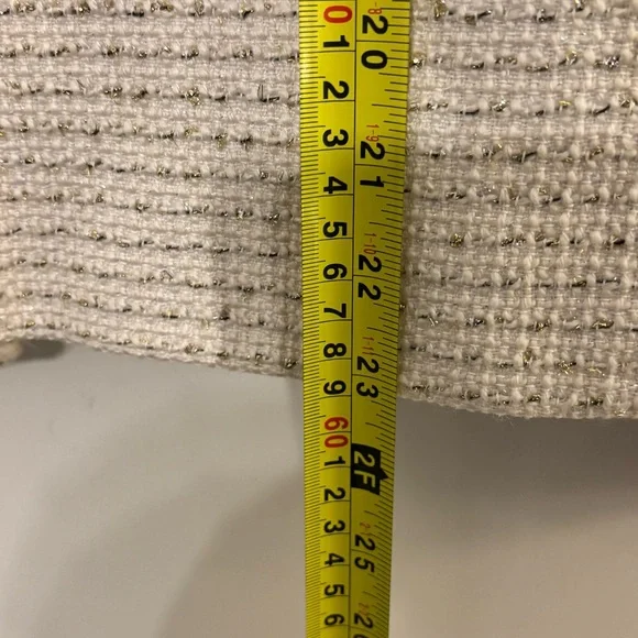 J. CREW Metallic Tweed Lady Jacket Blazer Cream Size 12 Tall - Picture 13 of 14